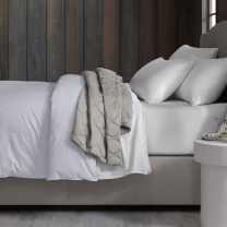 New lyocell zinc blanc drapped over bench