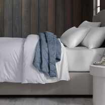 New lyocell zinc blanc drapped over bench
