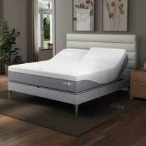 Sleep Number i10 mattress with a white horizontal panel headboard