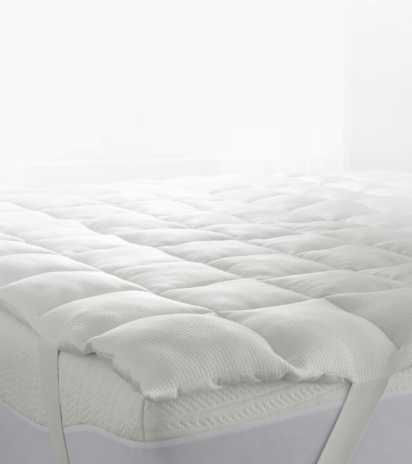 Bedding stack with True Temp blanket, weighted blanket, sheets and pillow.
