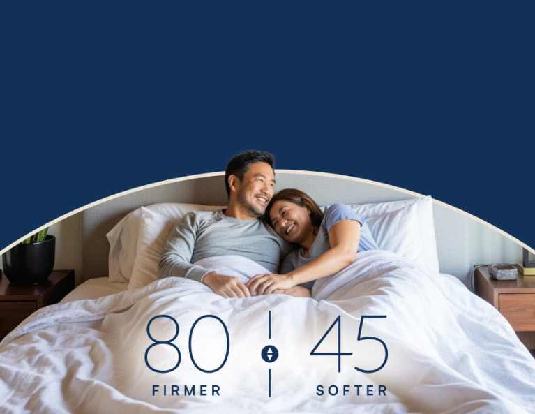 couple laying on an inclined adjustable smart bed