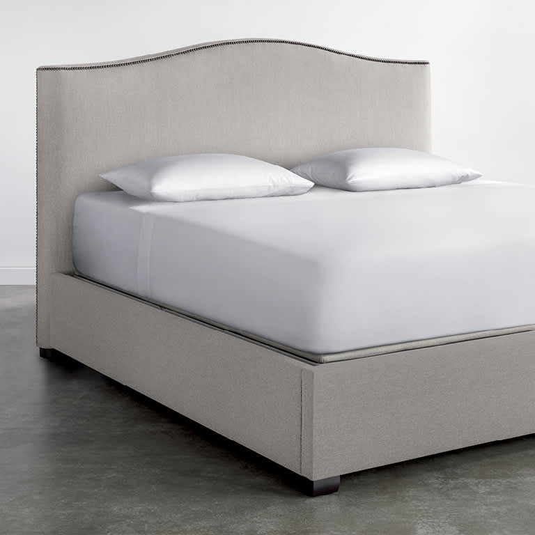 Contemporary Camelback Upholstered Bed, Sleep Number King Size Bed Frame