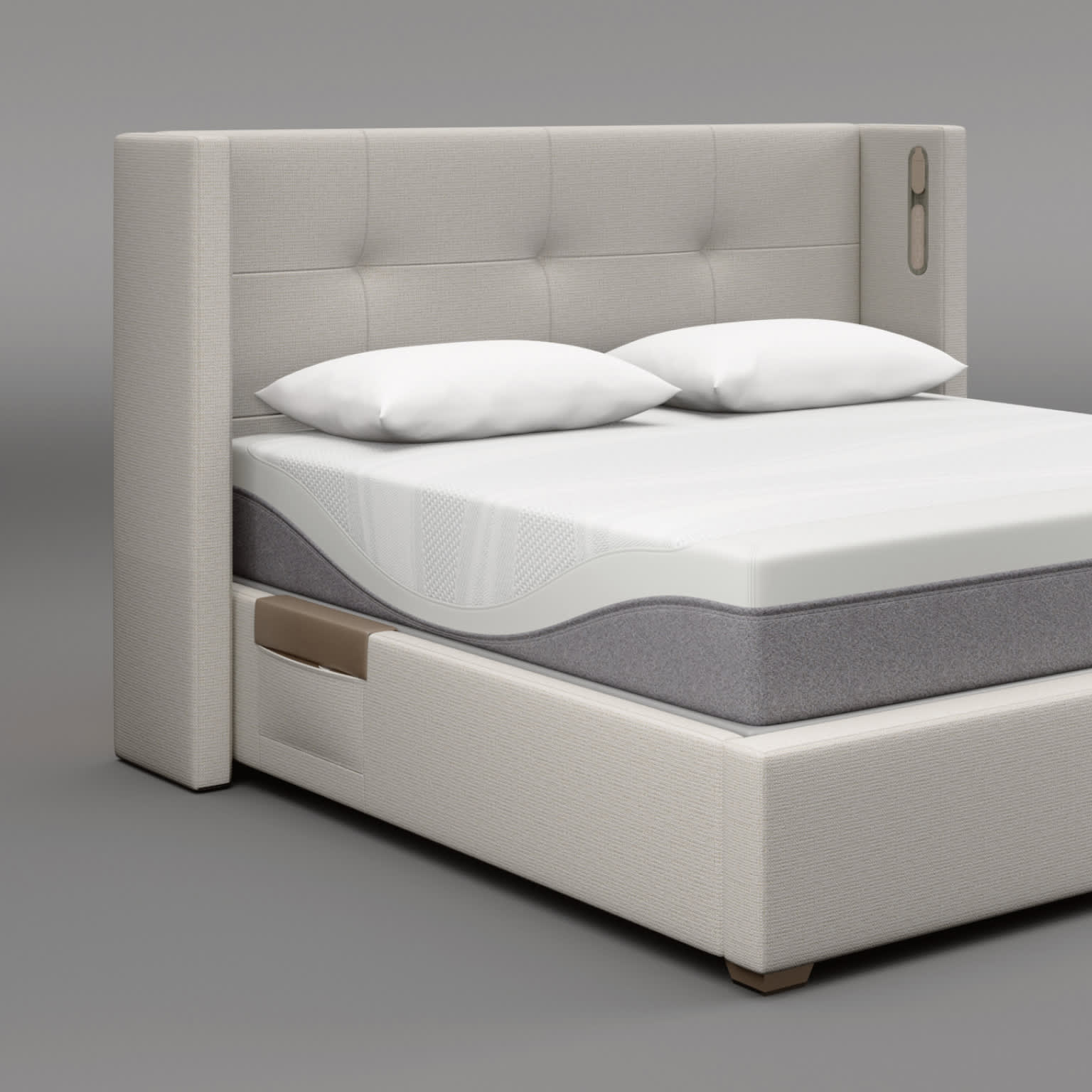 Box Tufted Buttonless Upholstered Bed
