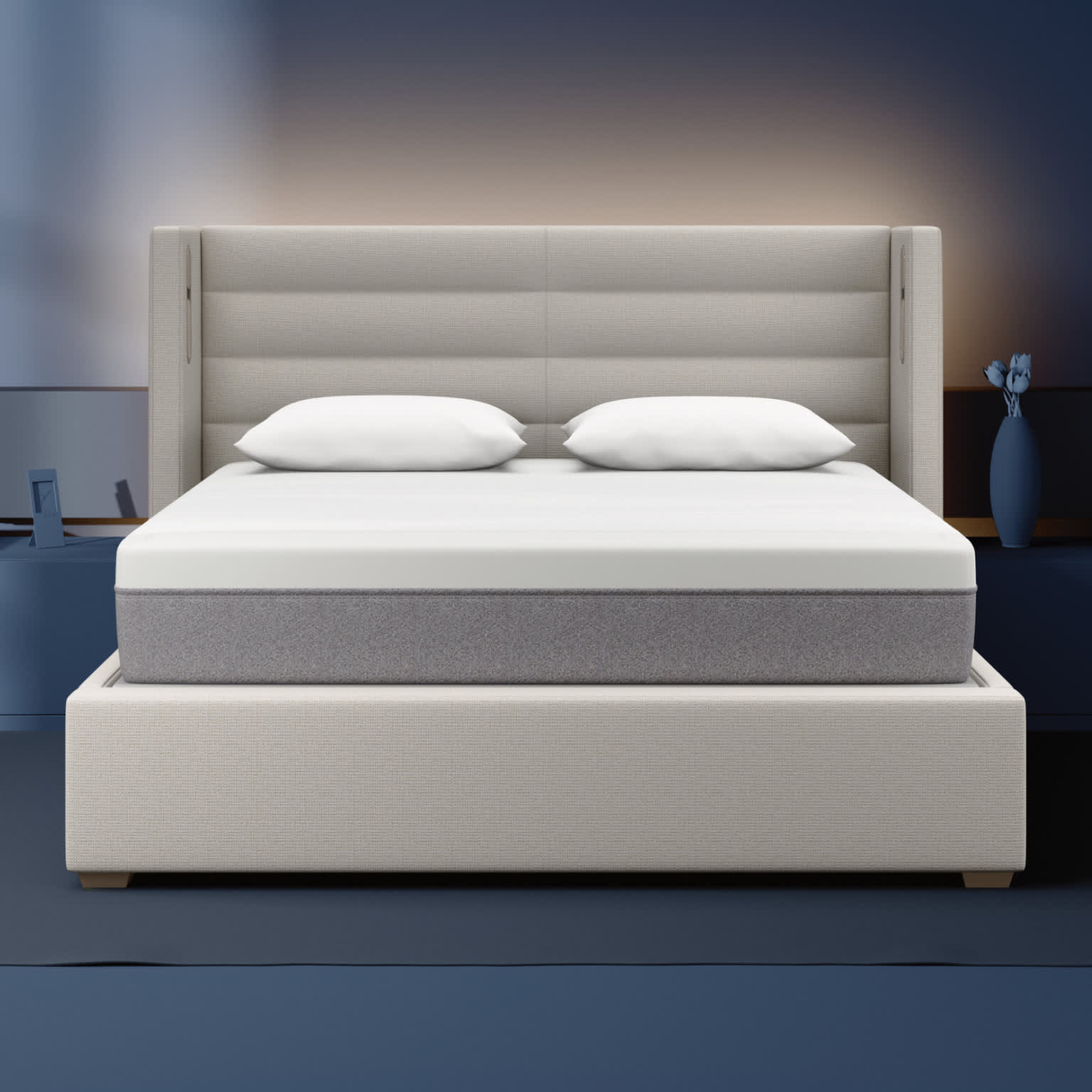 Horizontal Split Channel Upholstered Bed