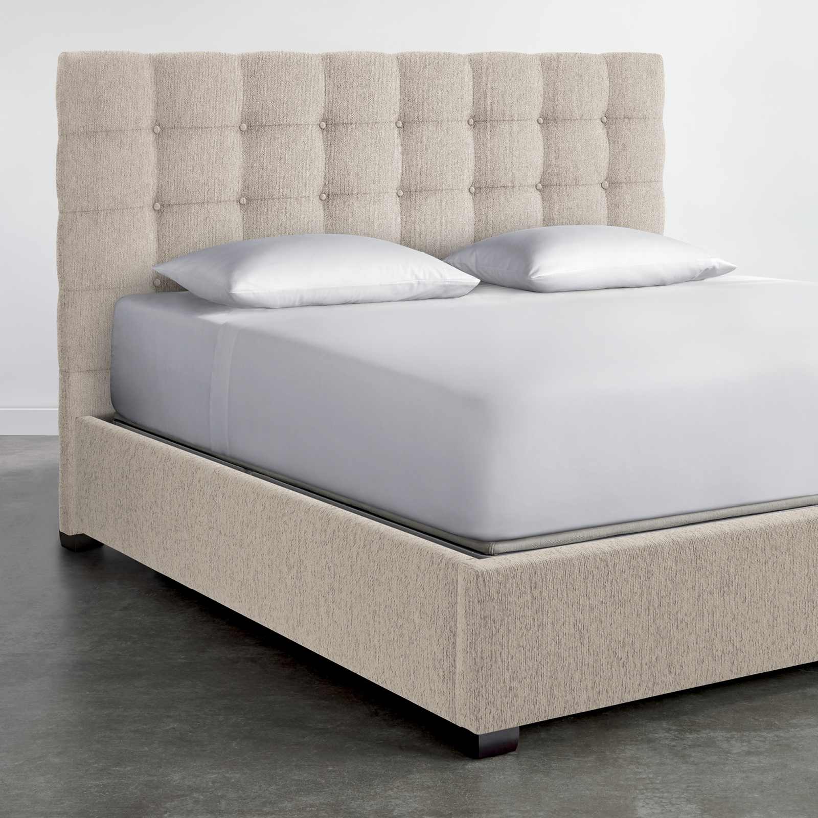 Sleep Number Soft Modern Upholstered Bed Oyster Boucle California King Adjustable Firmness