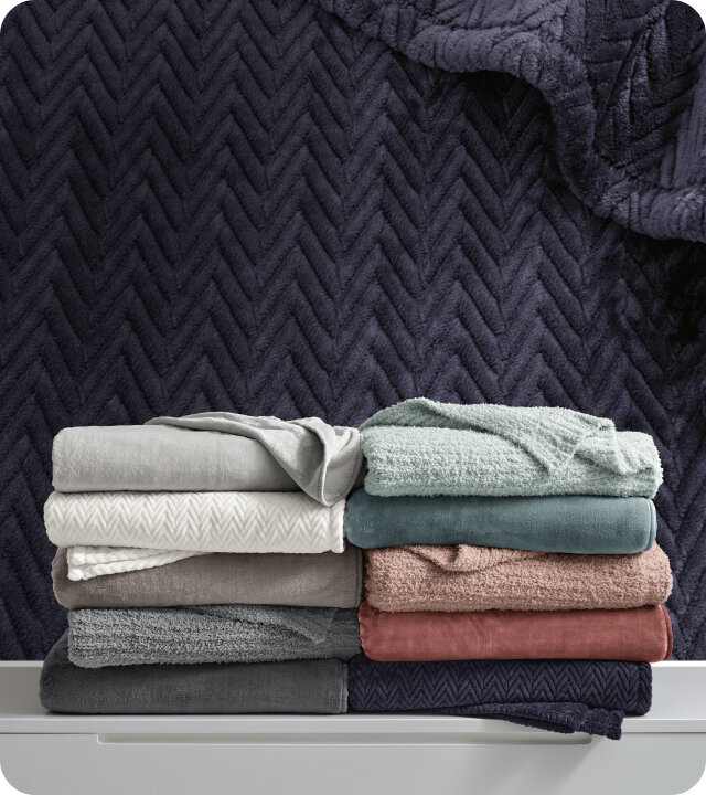 New Plush Blanket colors in two vertical stacks