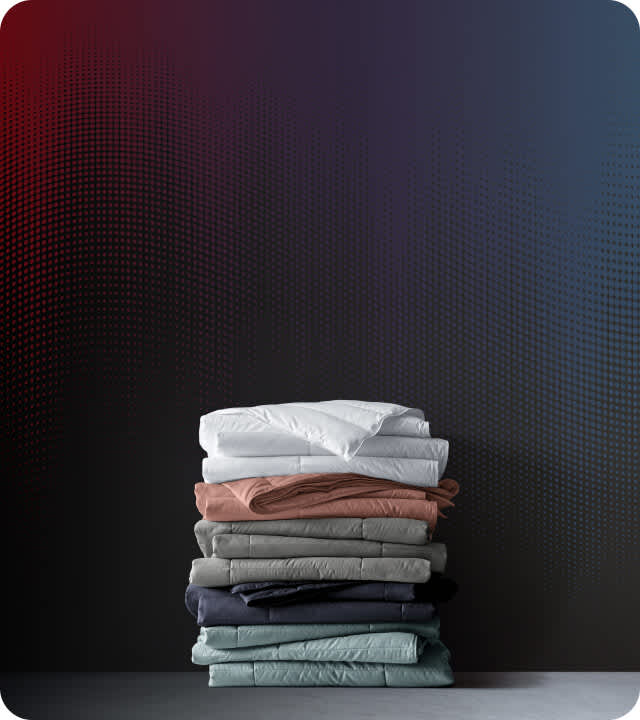 A colorful stack of True Temp blankets