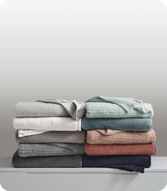 New Plush Blanket colors in two vertical stacks