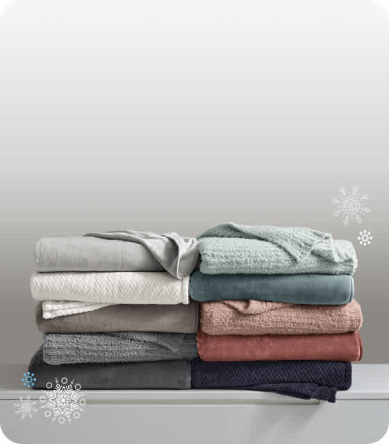 New Plush Blanket colors in two vertical stacks