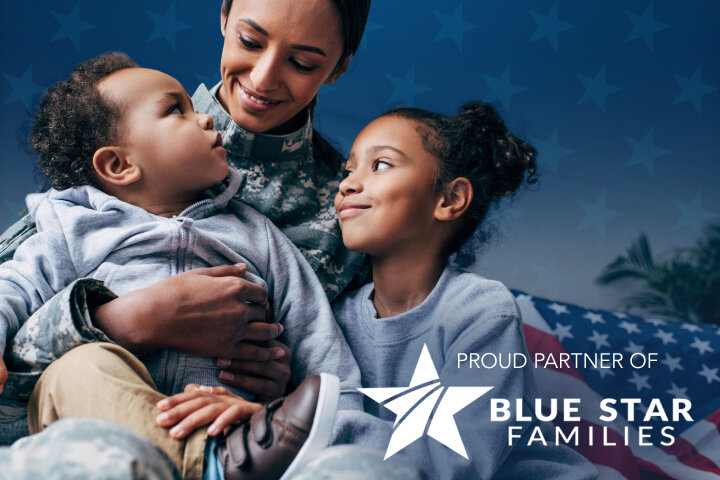 Military family embracing