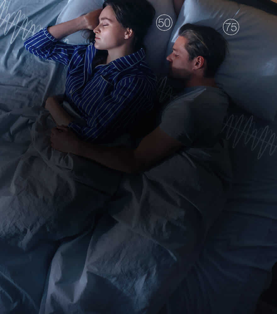 Man and woman sleeping well on a smart bed