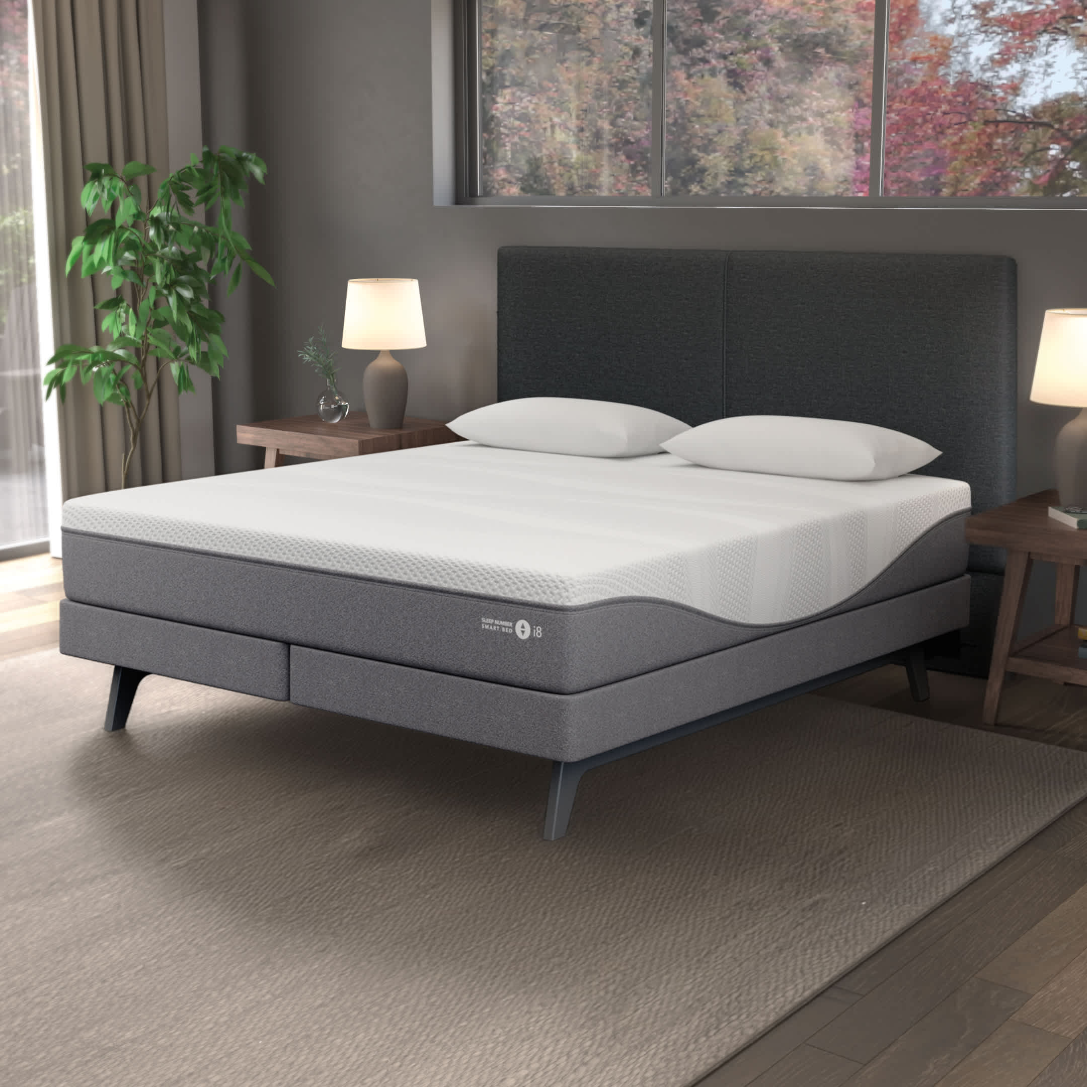 Sleep Number i8 smart bed with adjustable firmness, 45 Sleep Score on one side and 60 on the other